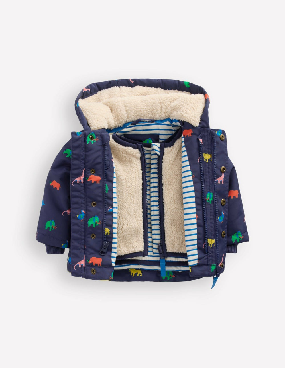 3-in-1 Showerproof Coat-Navy Prehistoric Print / Boden Sale