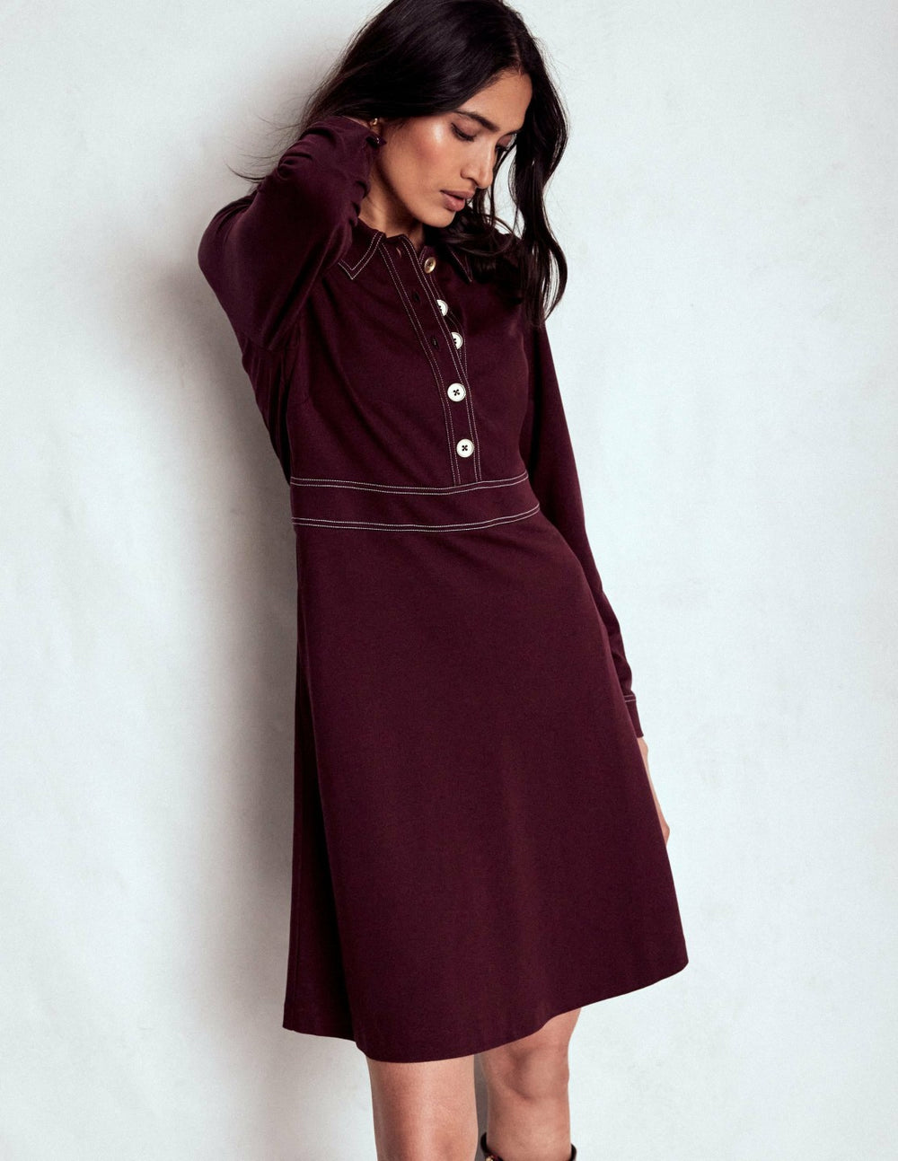 Nicolette Long Sleeve Dress-Dark Cherry / Boden Outlet