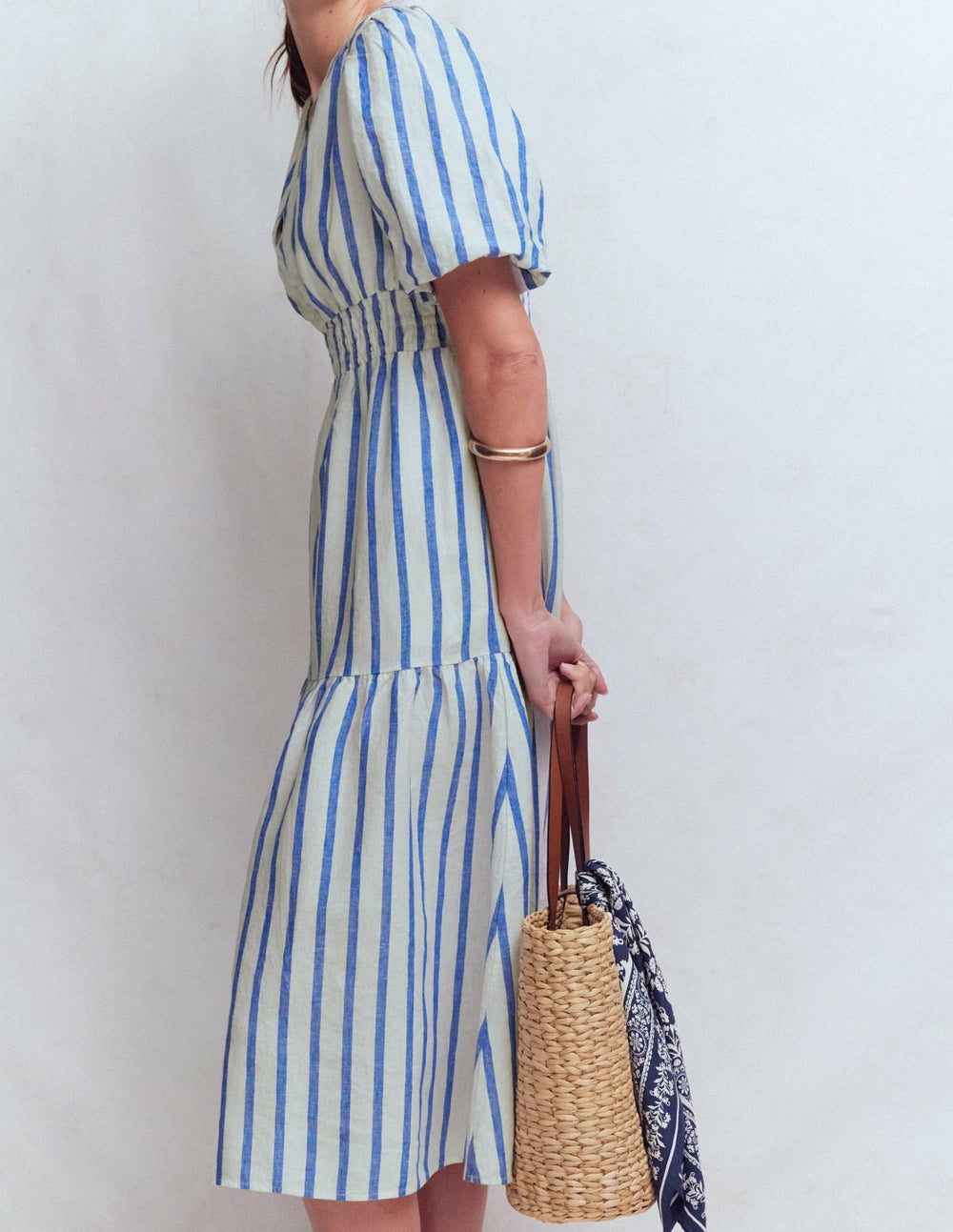 Irene Linen Midi Dress-Blue Stripe / Boden Discount