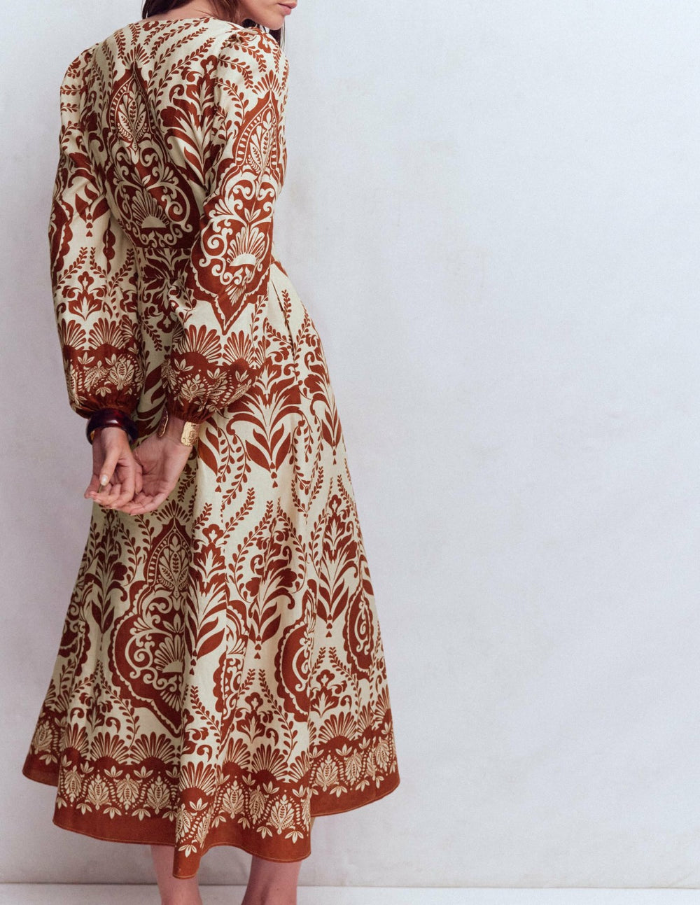 Florence Linen Blend Dress-Orange, Ornamental Garden / Boden On sale
