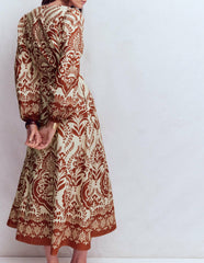 Florence Linen Blend Dress-Orange, Ornamental Garden / Boden On sale