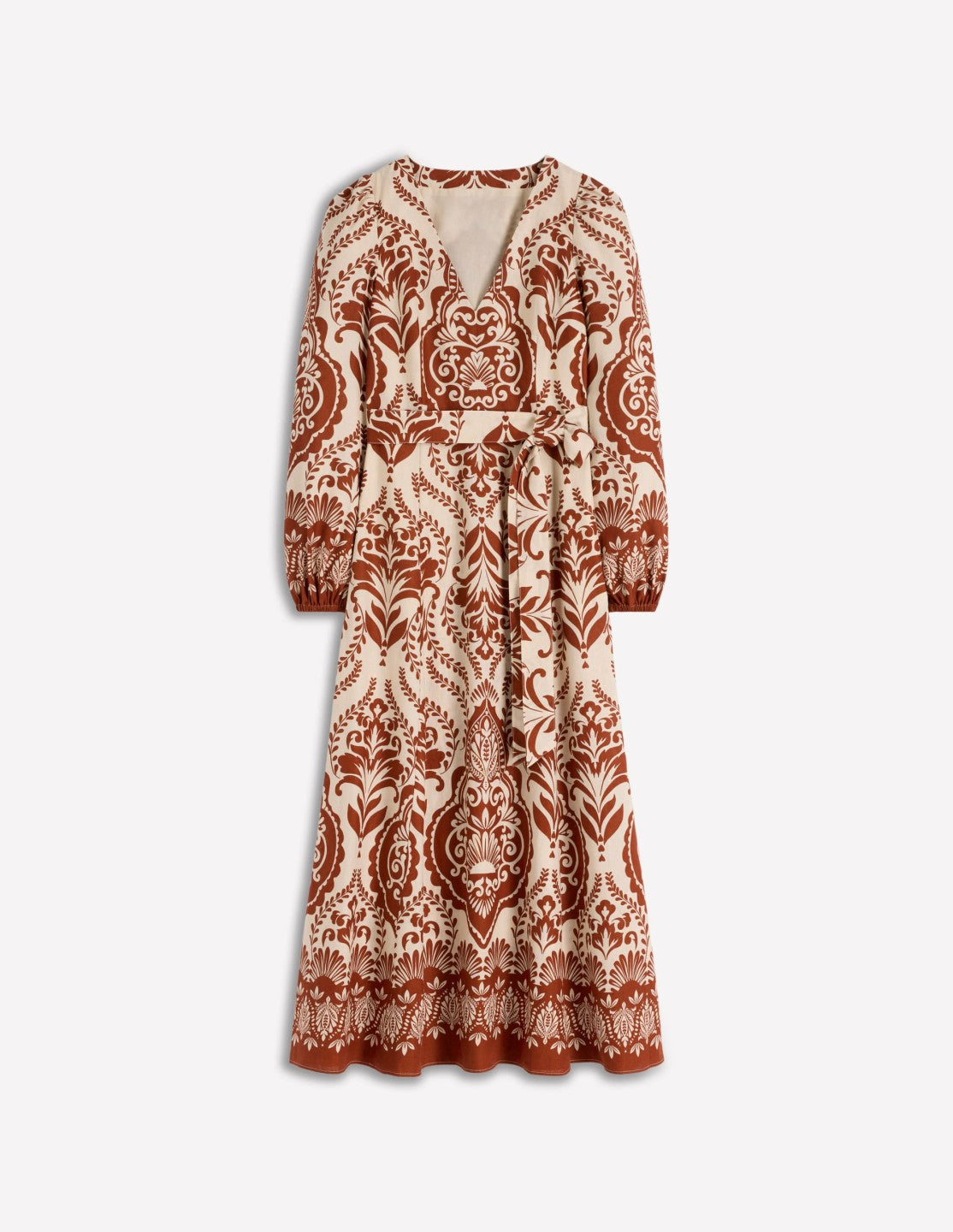 Florence Linen Blend Dress-Orange, Ornamental Garden / Boden On sale