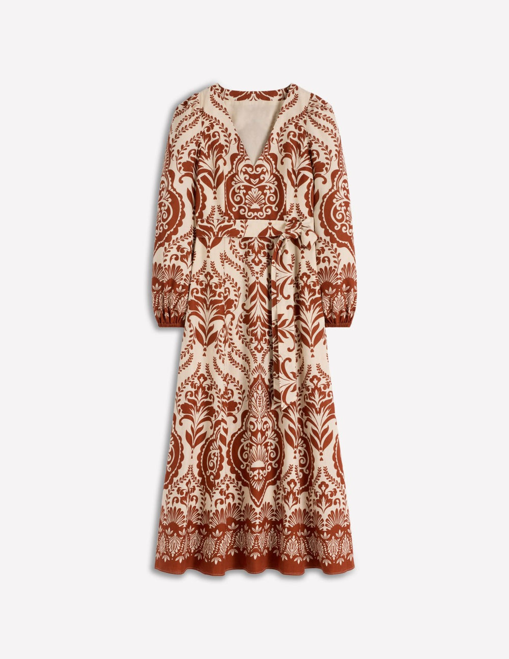 Florence Linen Blend Dress-Orange, Ornamental Garden / Boden On sale