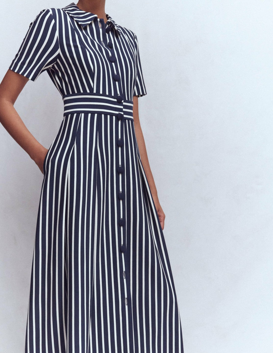 Bridget Ponte Shirt Dress-Navy and Ivory Stripe / Boden us