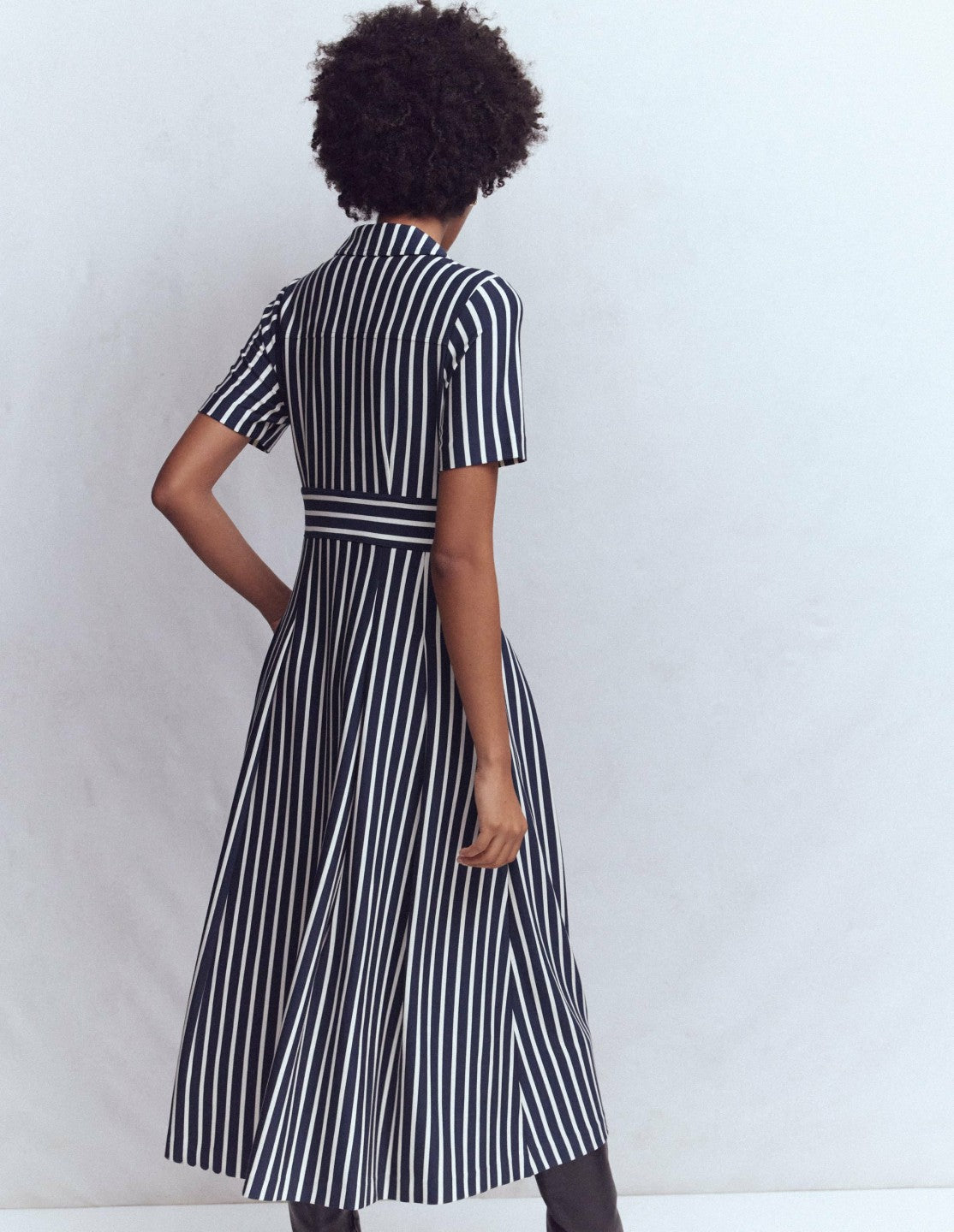 Bridget Ponte Shirt Dress-Navy and Ivory Stripe / Boden us