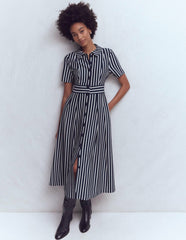 Bridget Ponte Shirt Dress-Navy and Ivory Stripe / Boden us