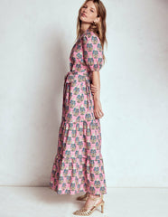 Christabel Cotton Midi Dress-Pink, Wildflower Bouquet / Boden Sale