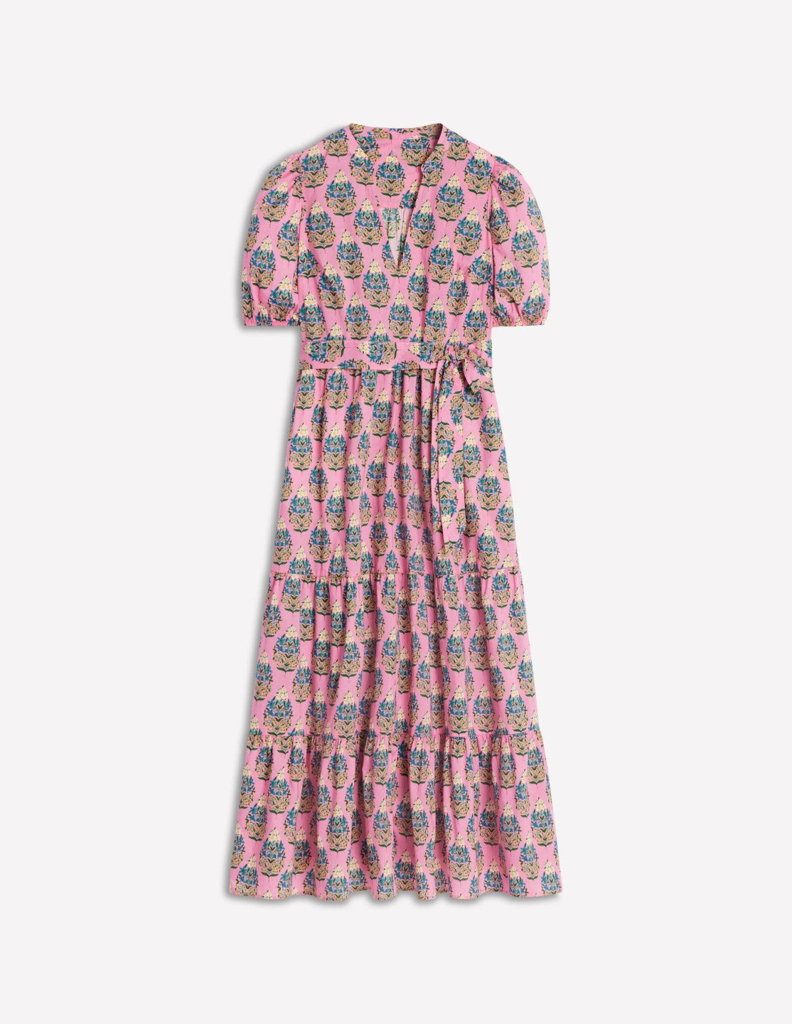 Christabel Cotton Midi Dress-Pink, Wildflower Bouquet / Boden Sale