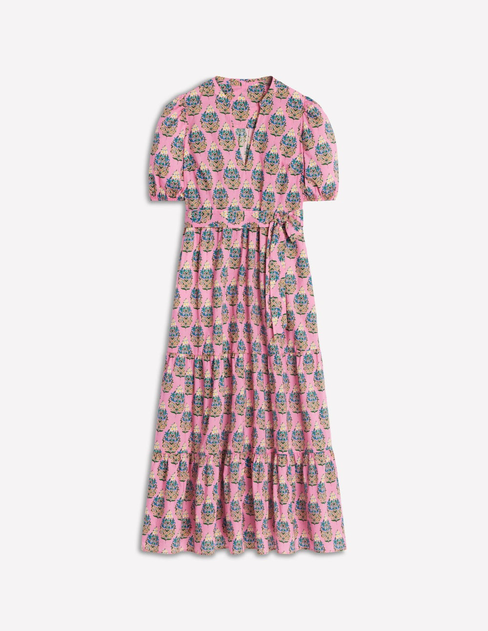 Christabel Cotton Midi Dress-Pink, Wildflower Bouquet / Boden Sale