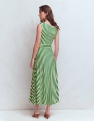 Tamsin Jersey Midi Dress-Fresh Green and Ivory Stripe / Boden Online