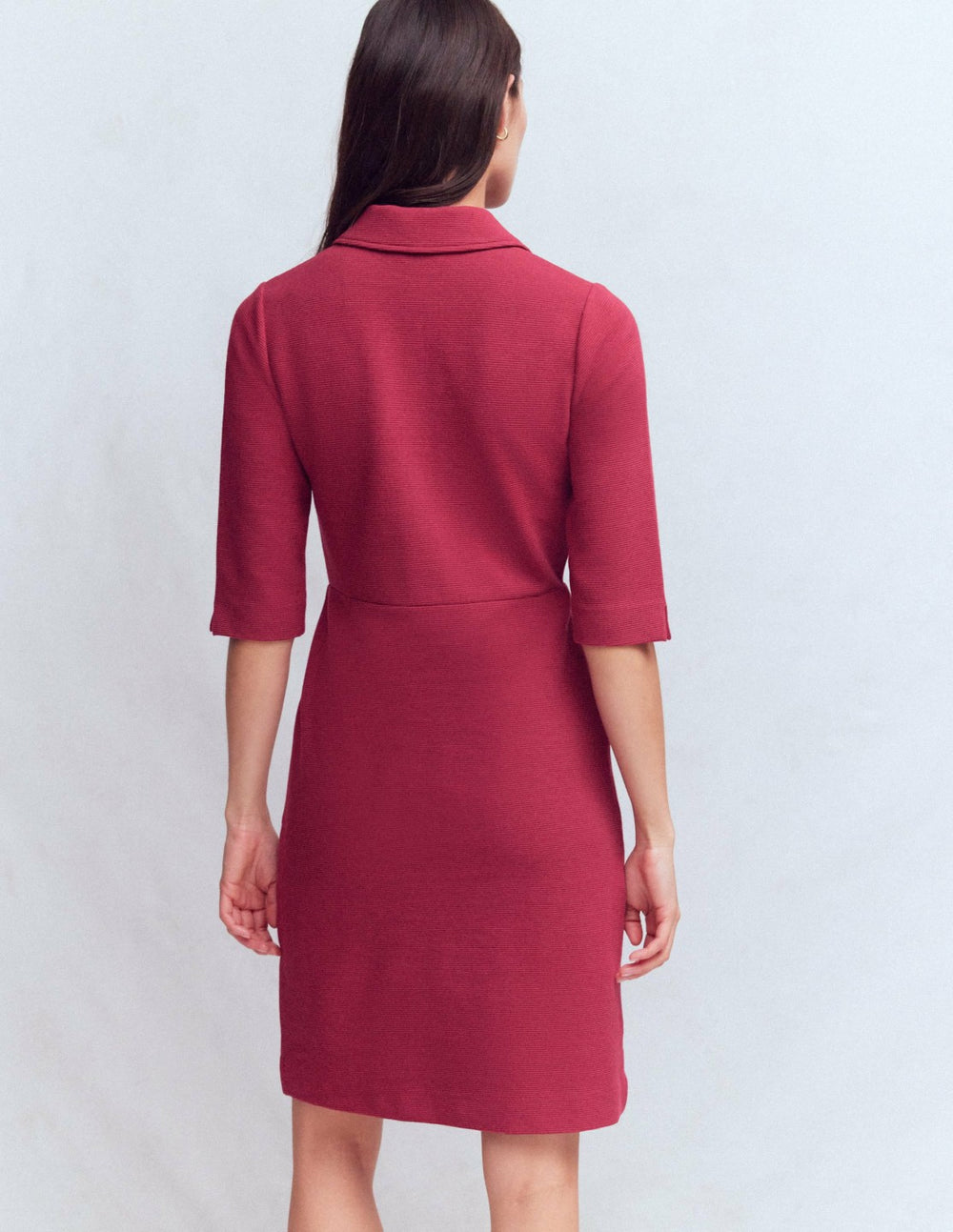 Cam Short Sleeve Ottoman Dress-Ruby Red / Boden