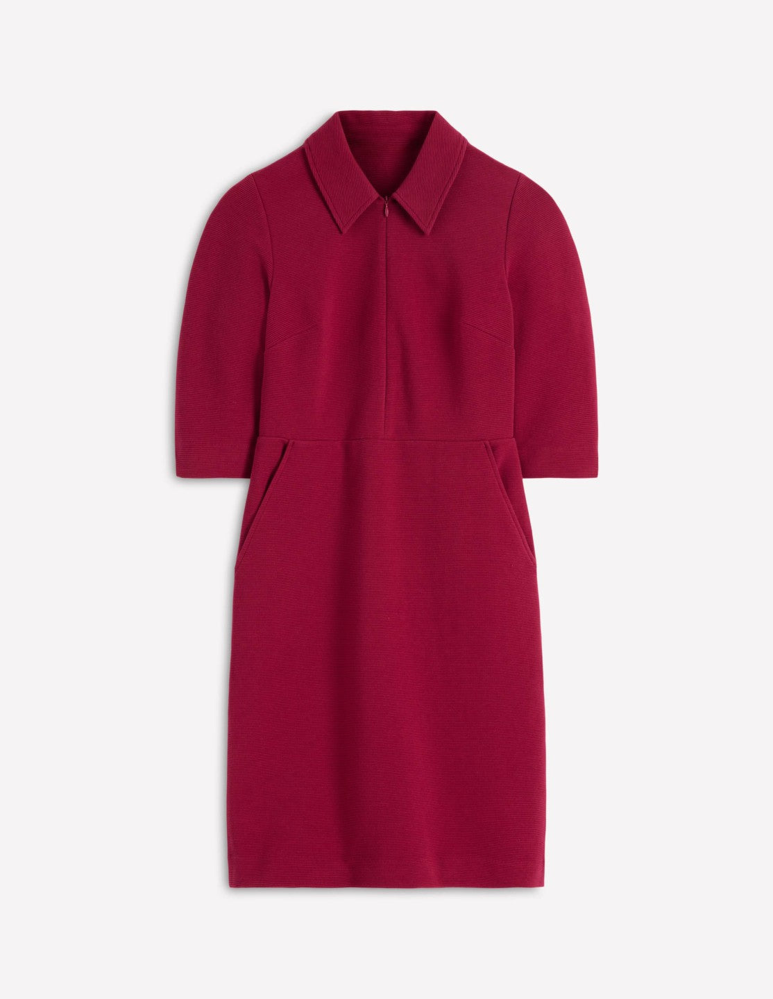 Cam Short Sleeve Ottoman Dress-Ruby Red / Boden