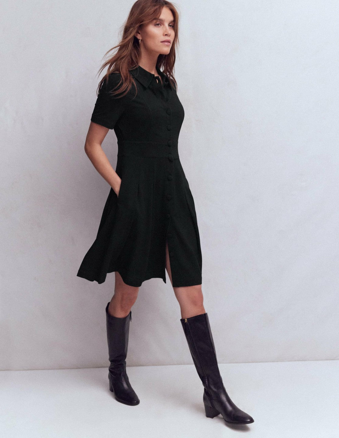 Bridget Ponte Short Dress-Black / Boden Sale