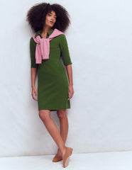 Cam Short Sleeve Ottoman Dress-Green Fir / Boden Online