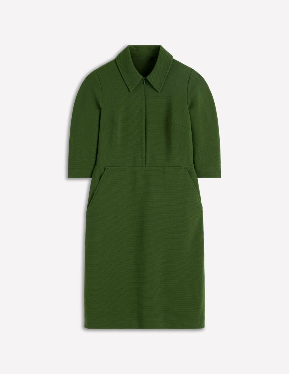 Cam Short Sleeve Ottoman Dress-Green Fir / Boden Online