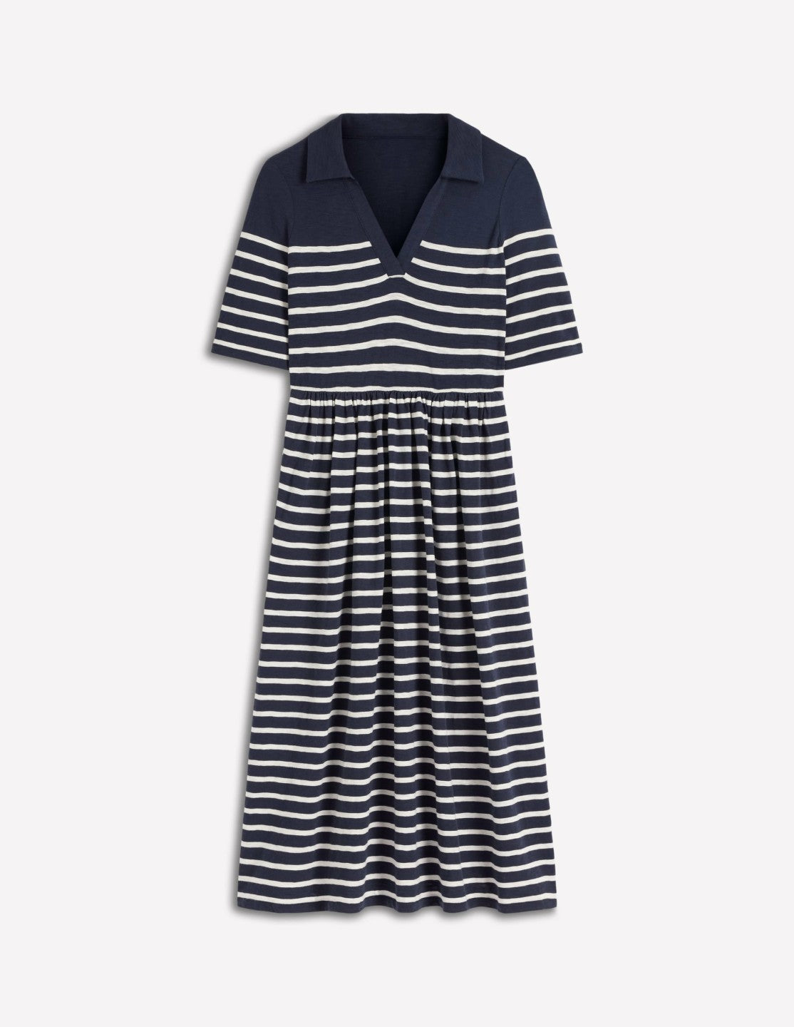 Aria Collared Jersey Dress-Navy, Ivory Stripe / Boden Outlet