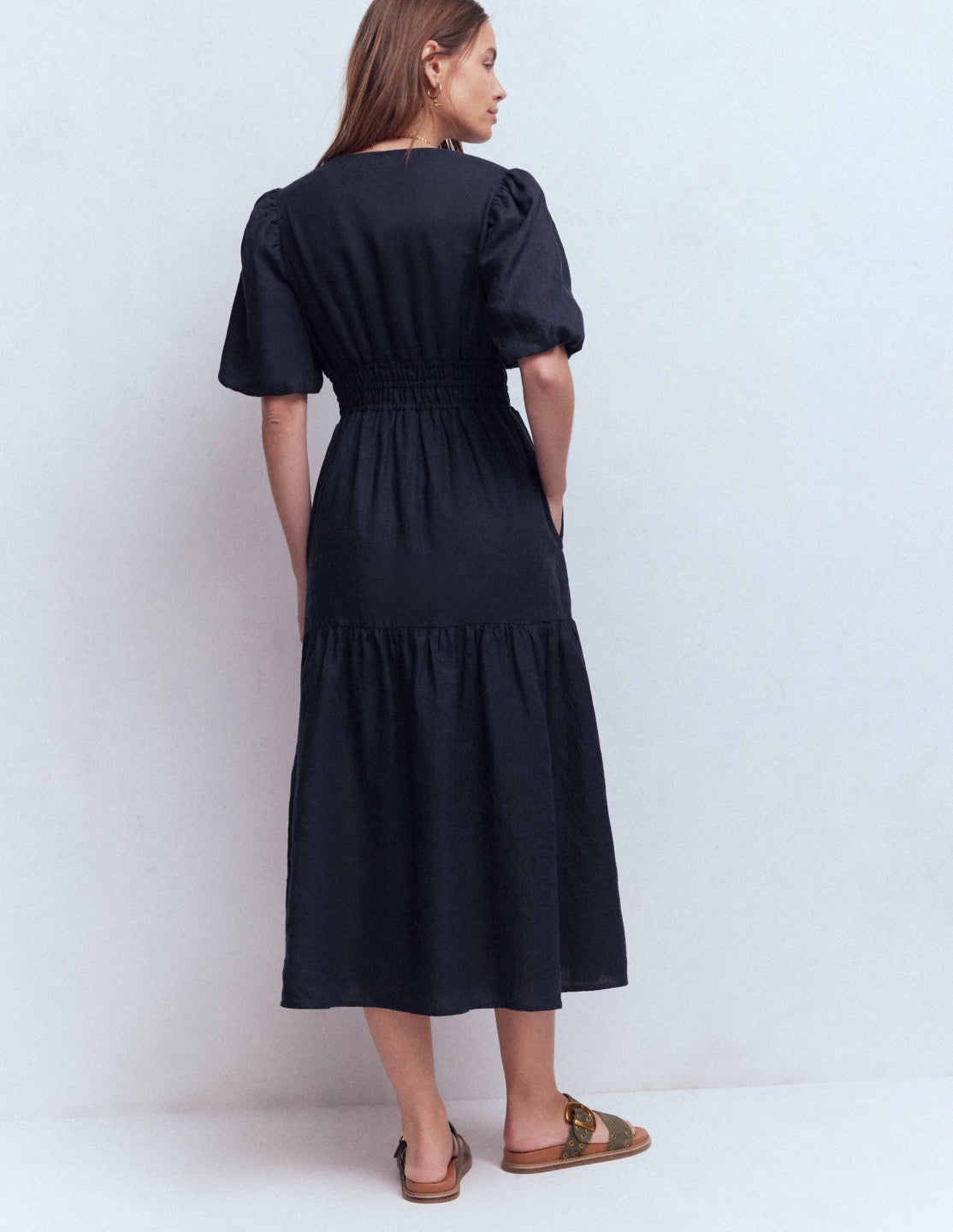 Irene Linen Midi Dress-Navy / Boden Discount