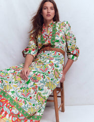 Ava Linen Blend Midi Dress-Multi, Botanical Trail / Boden On sale