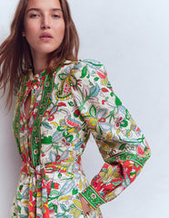 Ava Linen Blend Midi Dress-Multi, Botanical Trail / Boden On sale