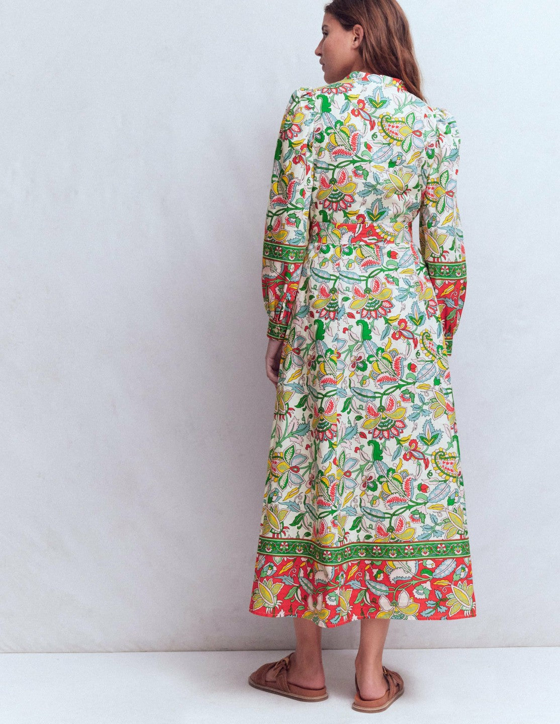 Ava Linen Blend Midi Dress-Multi, Botanical Trail / Boden On sale
