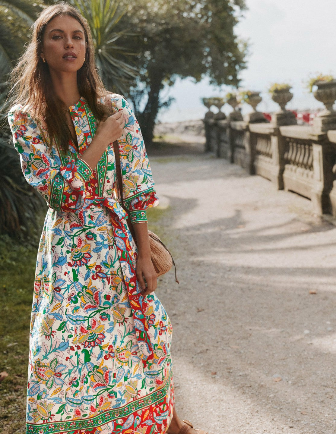 Ava Linen Blend Midi Dress-Multi, Botanical Trail / Boden On sale