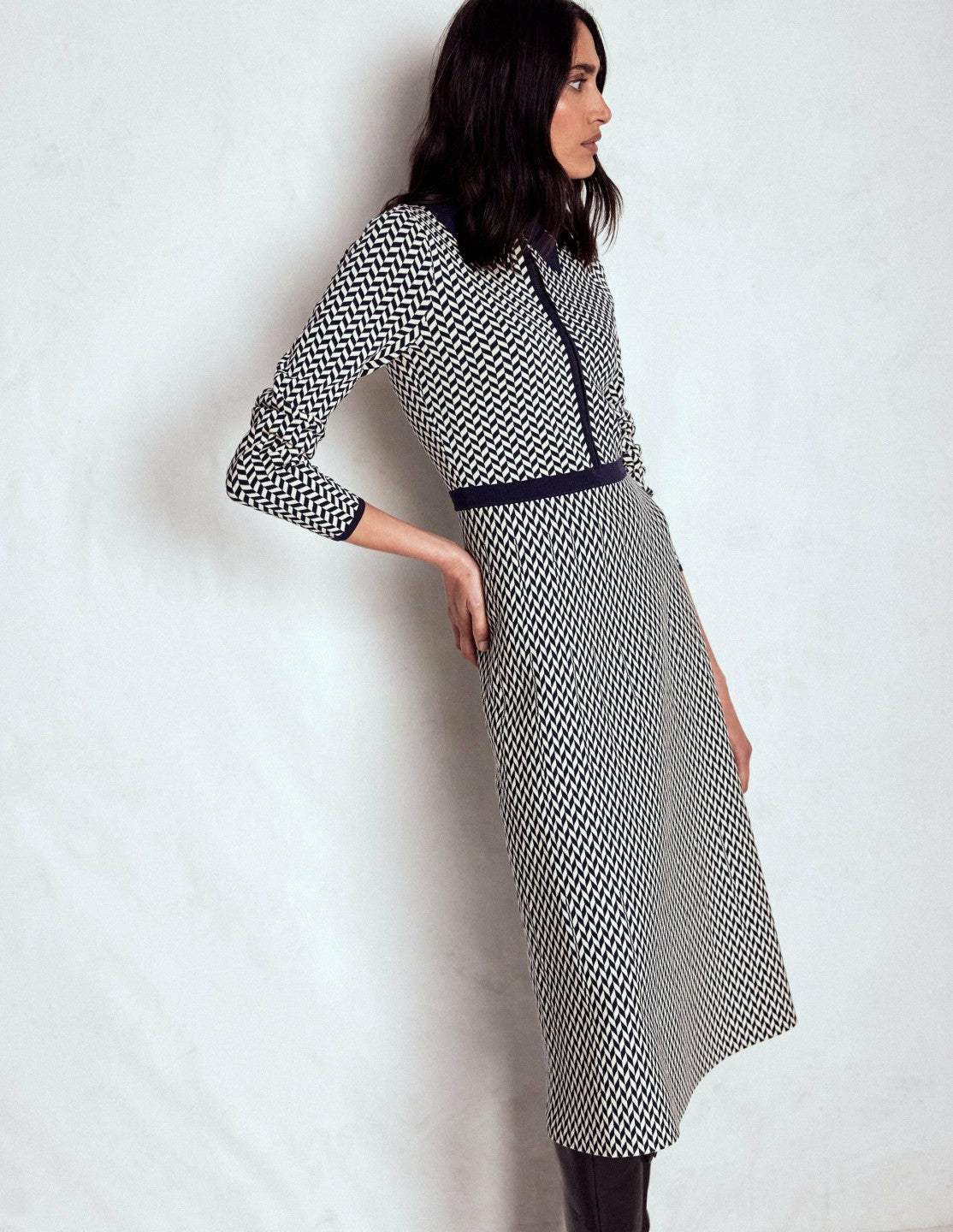 Fiona Chevron Knitted Dress-Chevron / Boden us
