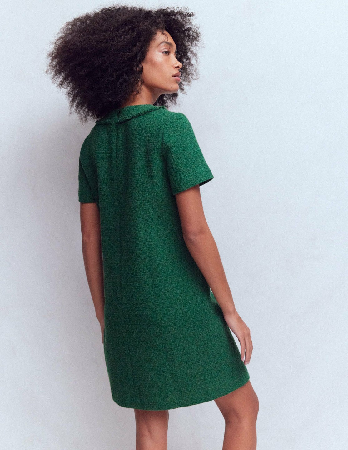 Evita Cotton Shift Dress-Dark Green / Boden