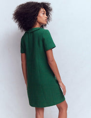 Evita Cotton Shift Dress-Dark Green / Boden