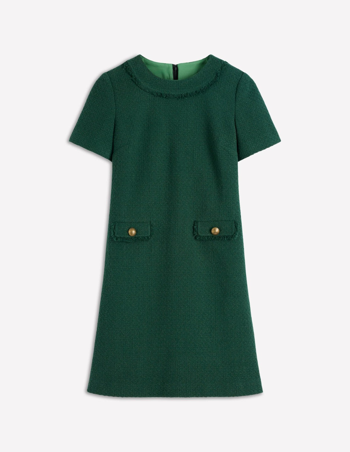 Evita Cotton Shift Dress-Dark Green / Boden