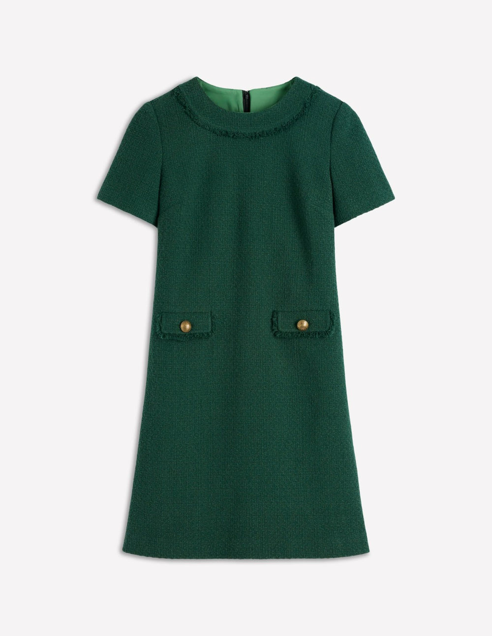 Evita Cotton Shift Dress-Dark Green / Boden
