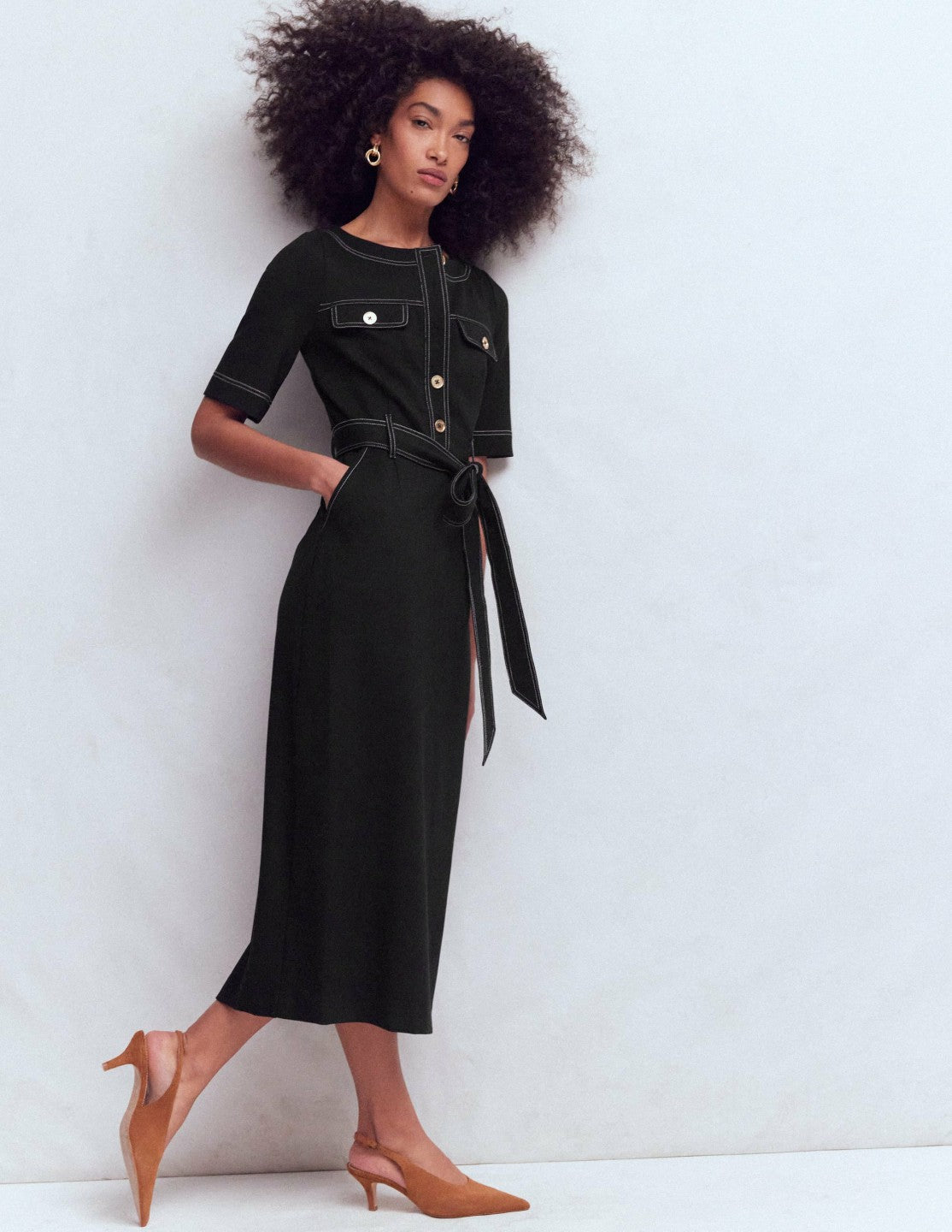 Bria Ponte Midi Dress-Black / Boden Sale