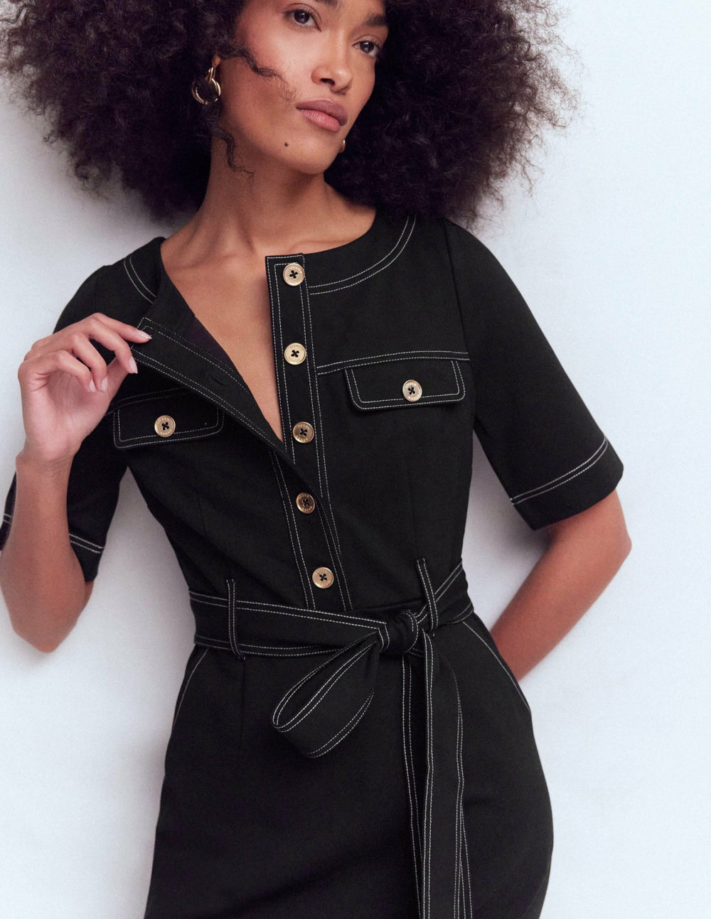 Bria Ponte Midi Dress-Black / Boden Sale