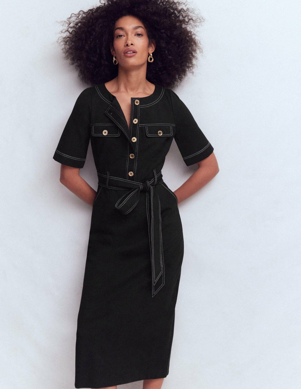 Bria Ponte Midi Dress-Black / Boden Sale