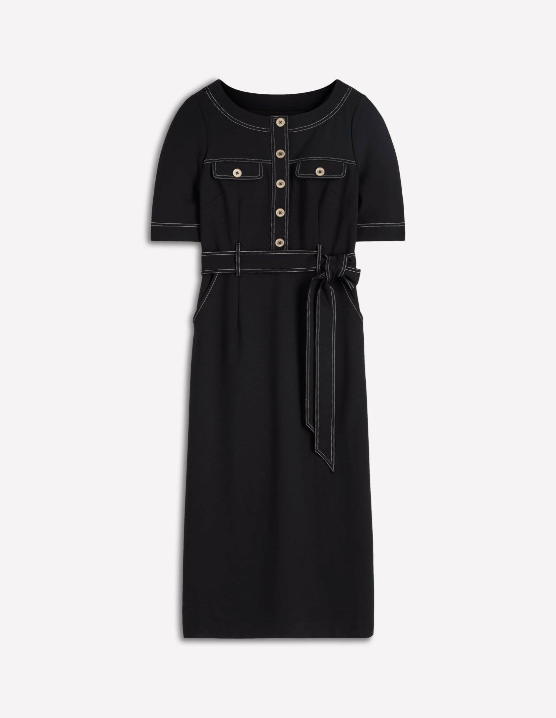 Bria Ponte Midi Dress-Black / Boden Sale
