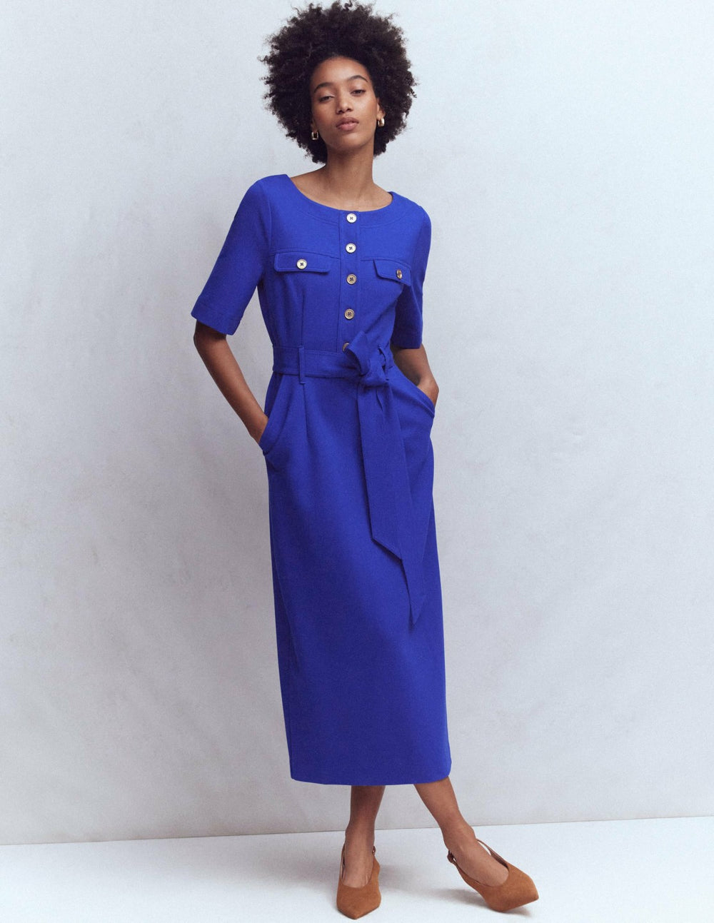 Bria Ponte Midi Dress-Bright Blue / Boden Online