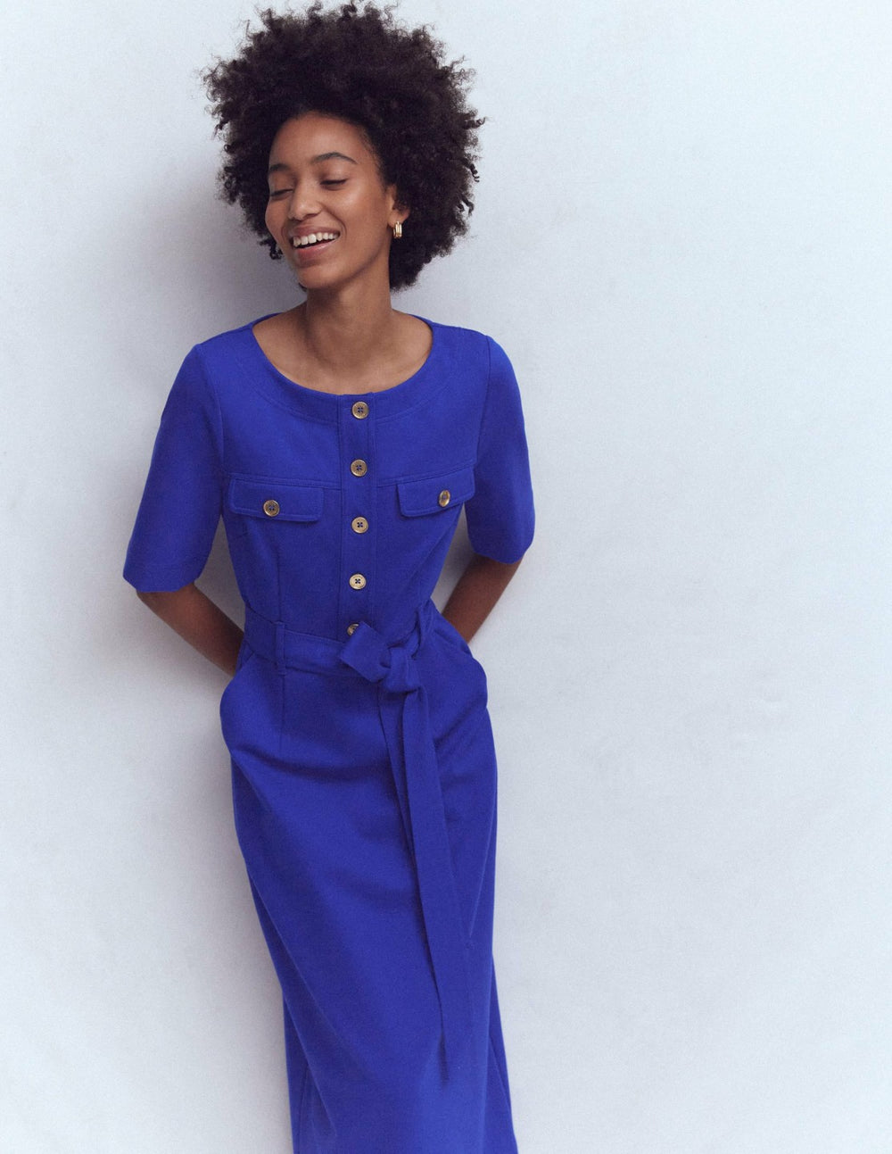 Bria Ponte Midi Dress-Bright Blue / Boden Online
