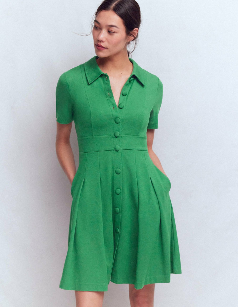 Bridget Ponte Short Dress-Fresh Green / Boden Outlet