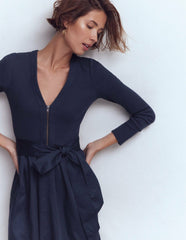Long Sleeve Mix Media Dress-Navy / Boden Discount