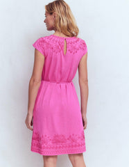 Embroidered Jersey Short Dress-Passion Flower / Boden us