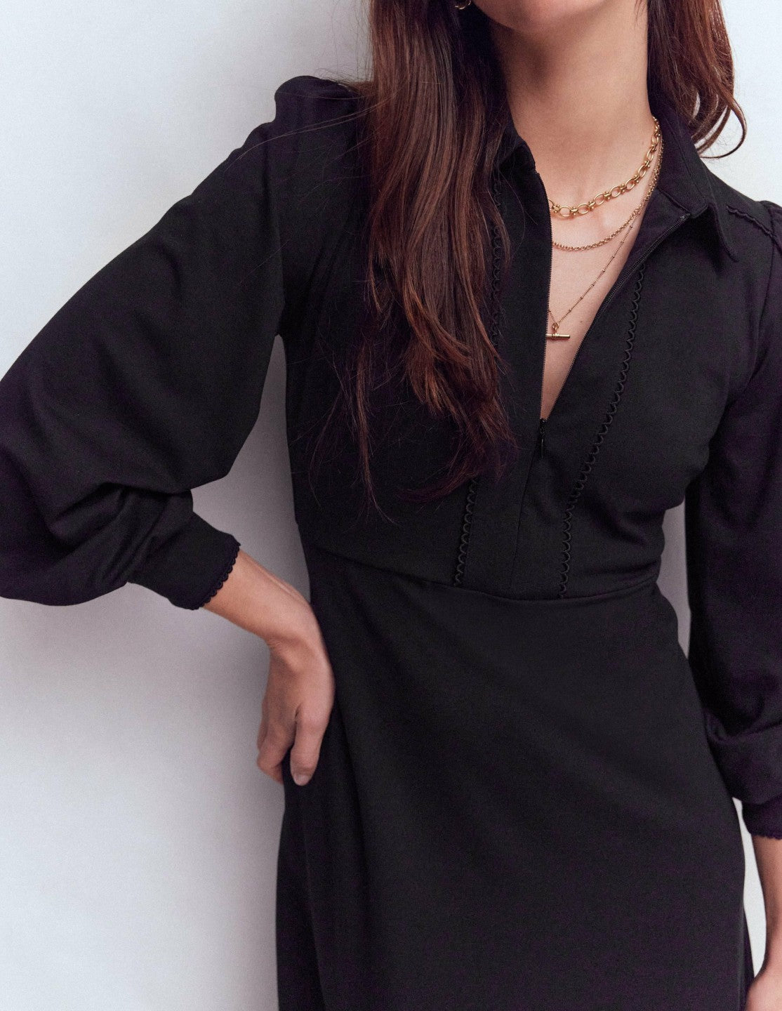 Pip Zip-Up Ponte Midi Dress-Black / Boden Sale