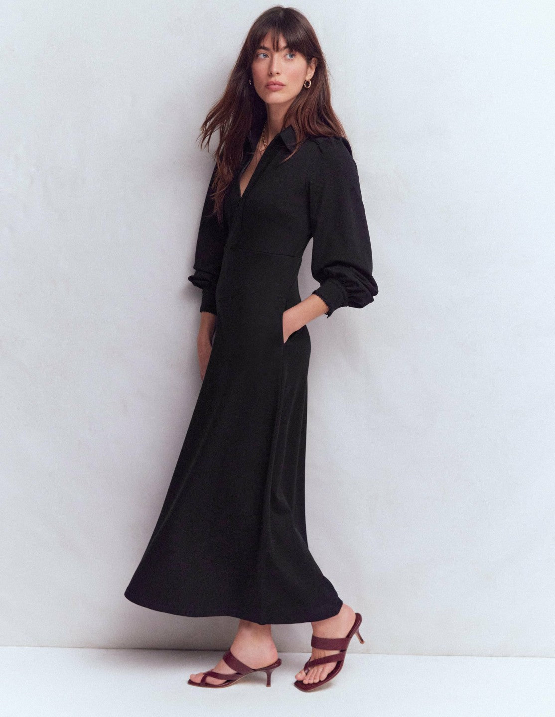 Pip Zip-Up Ponte Midi Dress-Black / Boden Sale