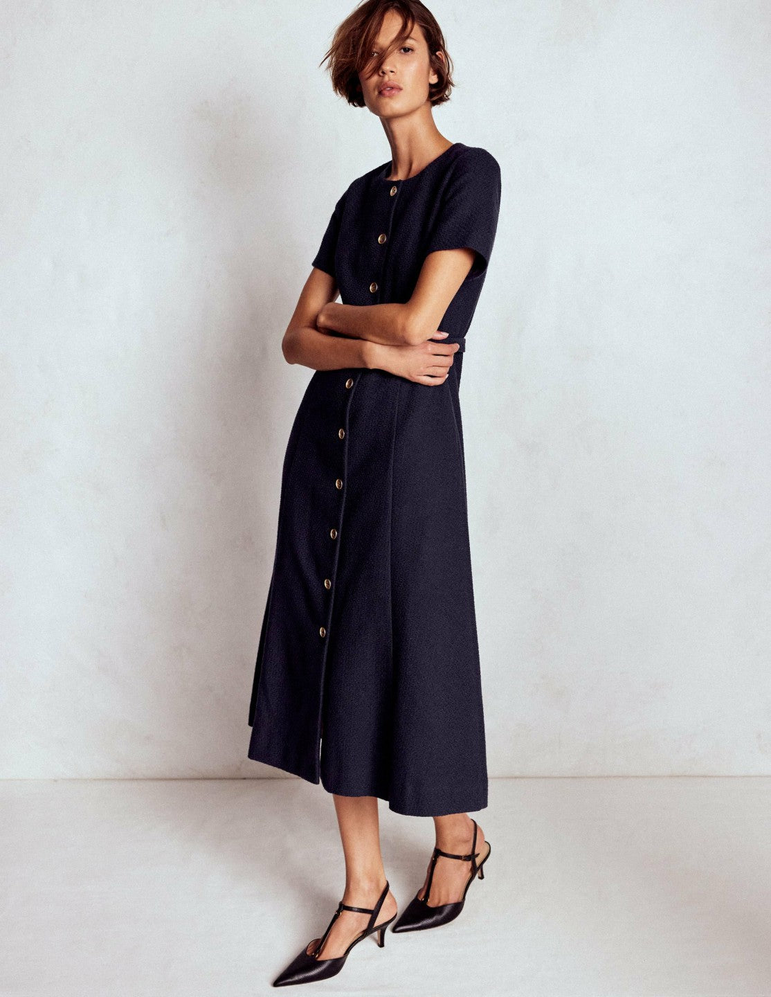Charlotte Cotton Midi Dress-Navy / Boden Online