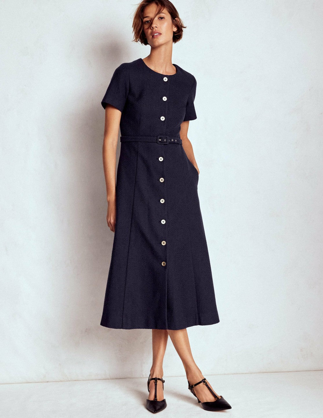 Charlotte Cotton Midi Dress-Navy / Boden Online