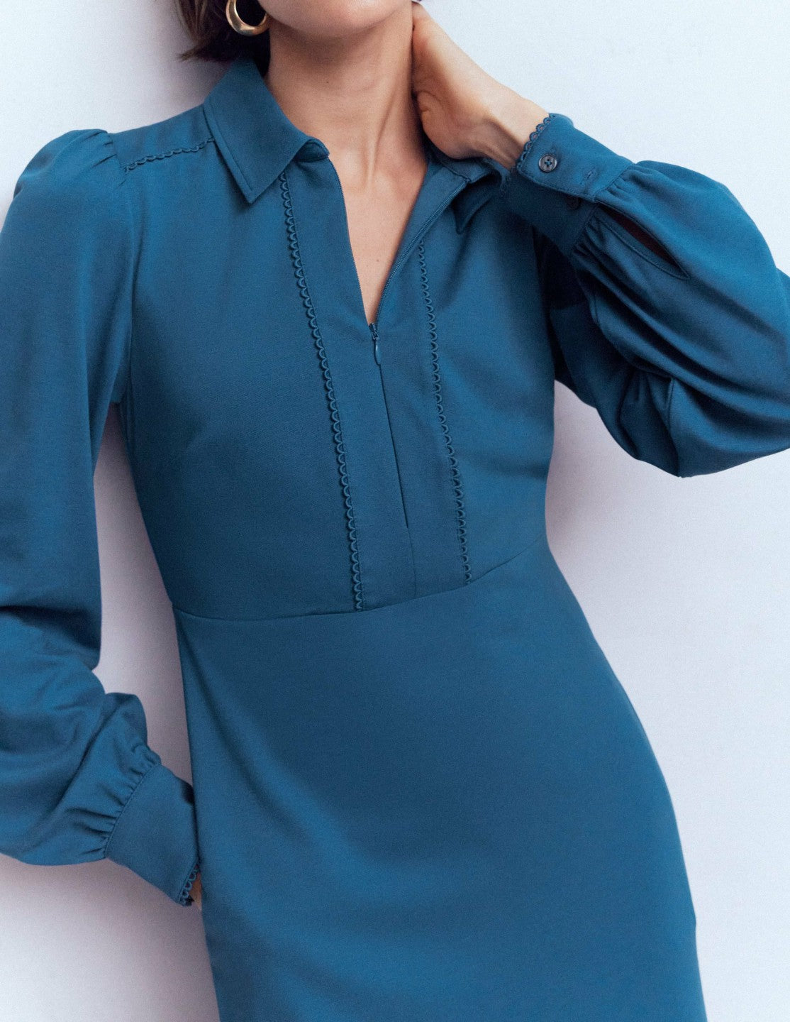 Pip Zip-Up Ponte Midi Dress-Tourmaline Blue / Boden On sale