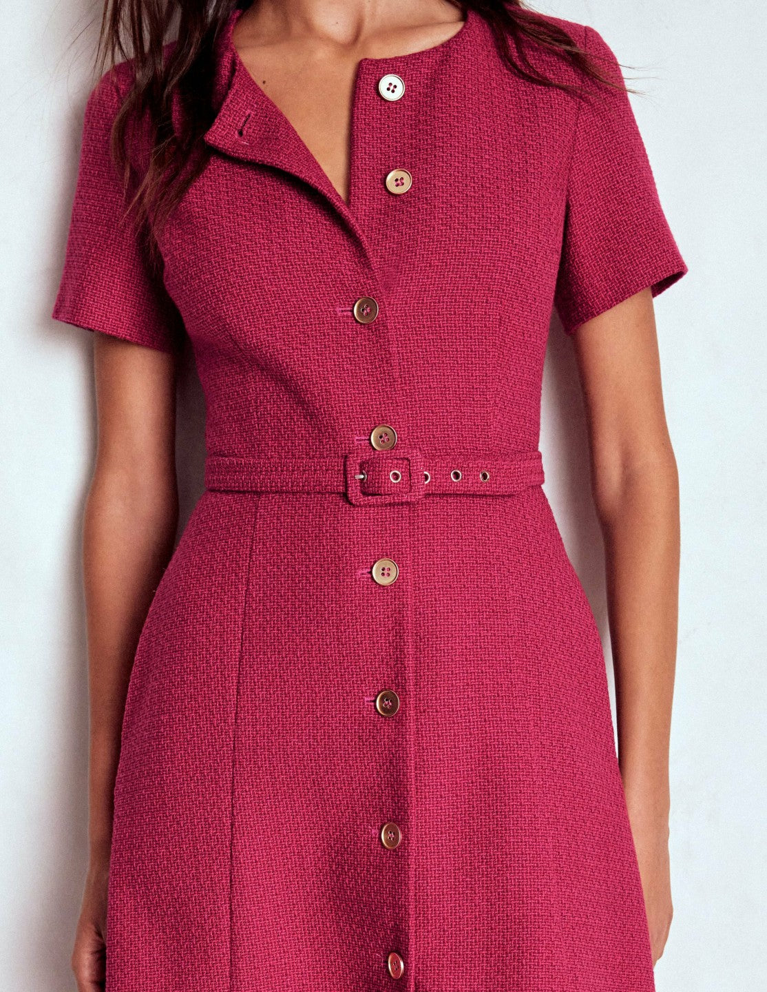 Charlotte Cotton Midi Dress-Bright Cherry / Boden