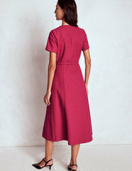 Charlotte Cotton Midi Dress-Bright Cherry / Boden