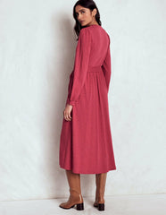 Naomi Long Sleeve Jersey Dress-Terracotta Red / Boden Sale