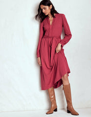 Naomi Long Sleeve Jersey Dress-Terracotta Red / Boden Sale