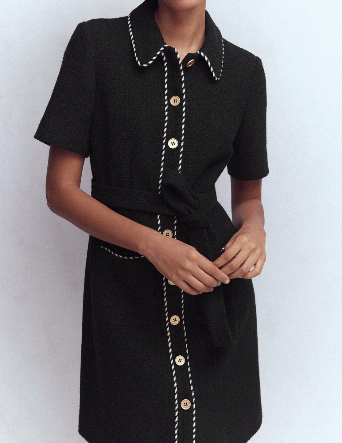 Loren Trim Short Dress-Black / Boden Online