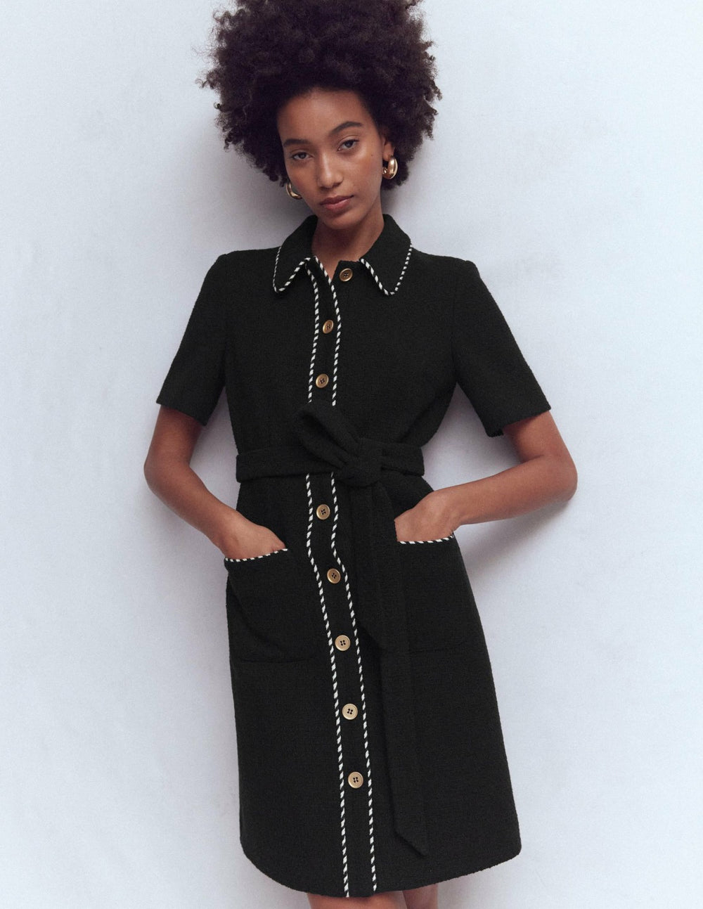 Loren Trim Short Dress-Black / Boden Online